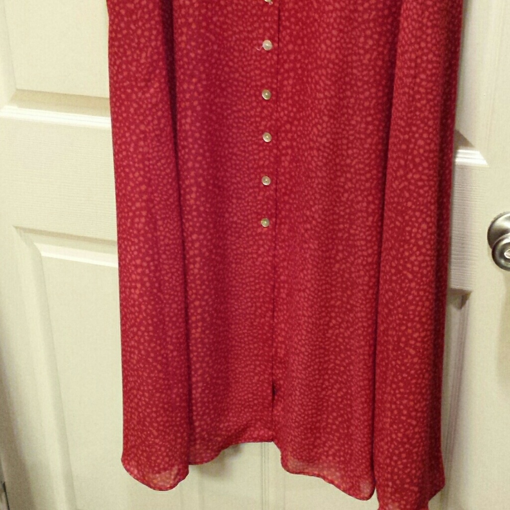 Red David Warren Button Down Dress - Picture 3 of 6